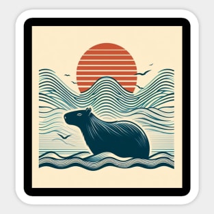 Capybara Sunset Sticker